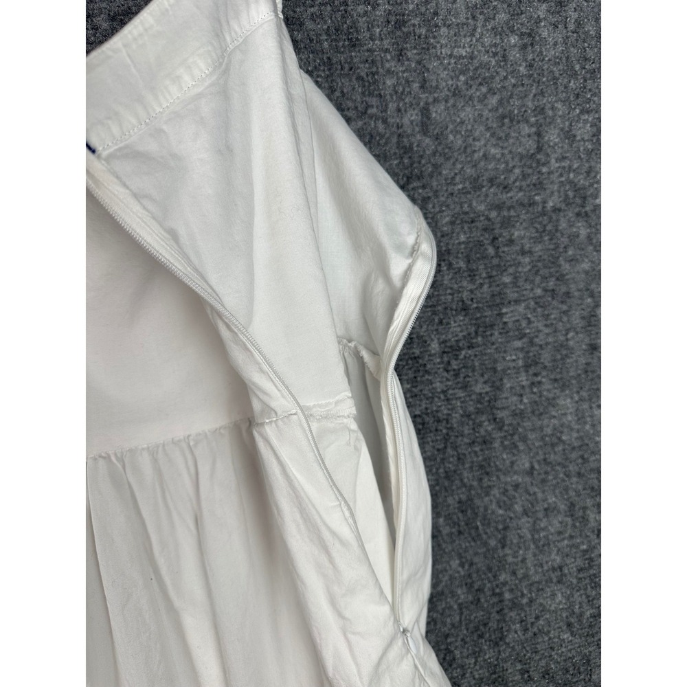 J.Crew Womens Navy Trim Tiered Midi Dress 14 Coastal Preppy White Sun Dress - Picture 9 of 15